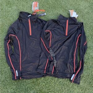 ✨Superdry Sport Japan Black and Orange Quarter Zip Cycling Athletic Tops